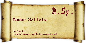 Mader Szilvia névjegykártya